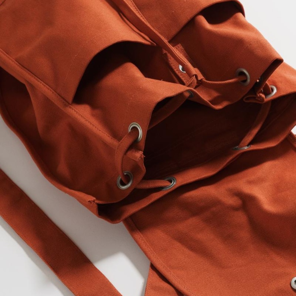 BAGGU Orange Canvas Drawstring Backpack - Picture 5 of 8